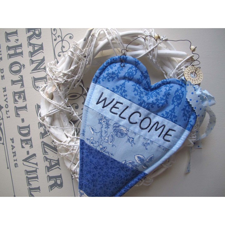 Dekoherz aus Stoff blau Welcome