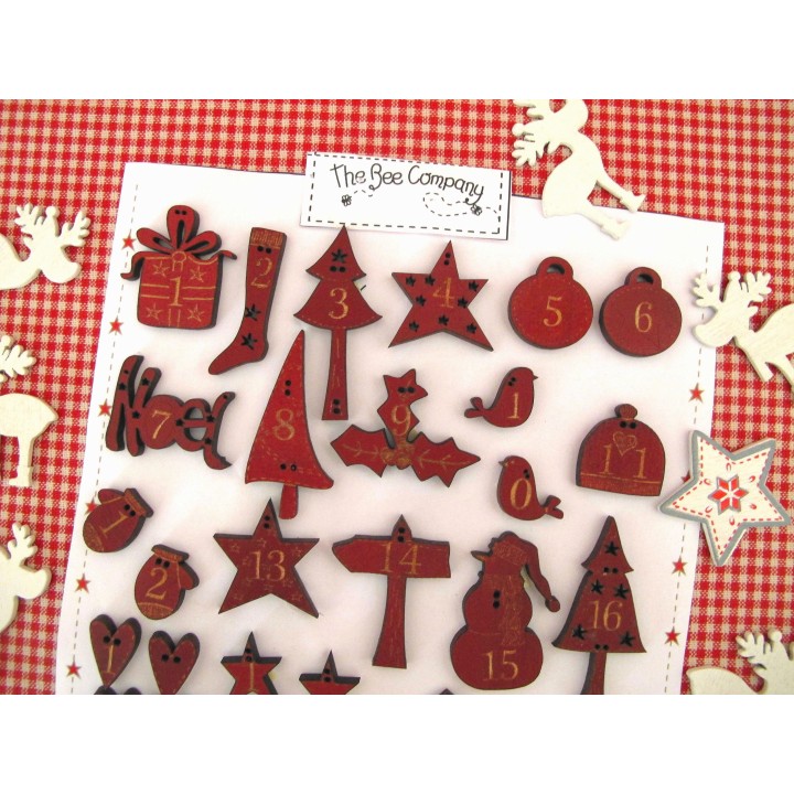 Adventskalenderzahlen rot 1-24
