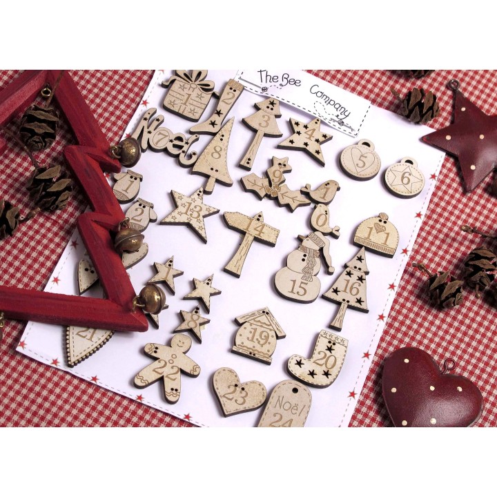 Adventskalenderzahlen creme 1-24