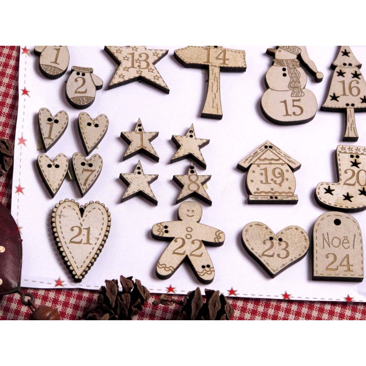 Adventskalenderzahlen creme 1-24