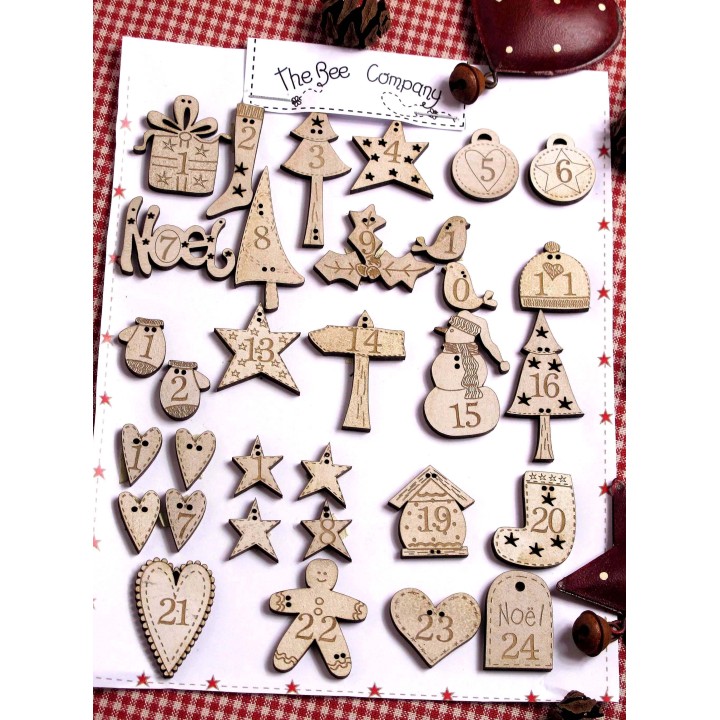 Adventskalenderzahlen creme 1-24