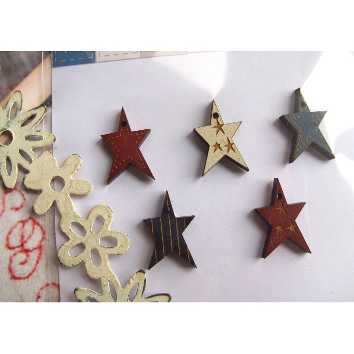 Holzknöpfe Sternchen Stars and Stripes