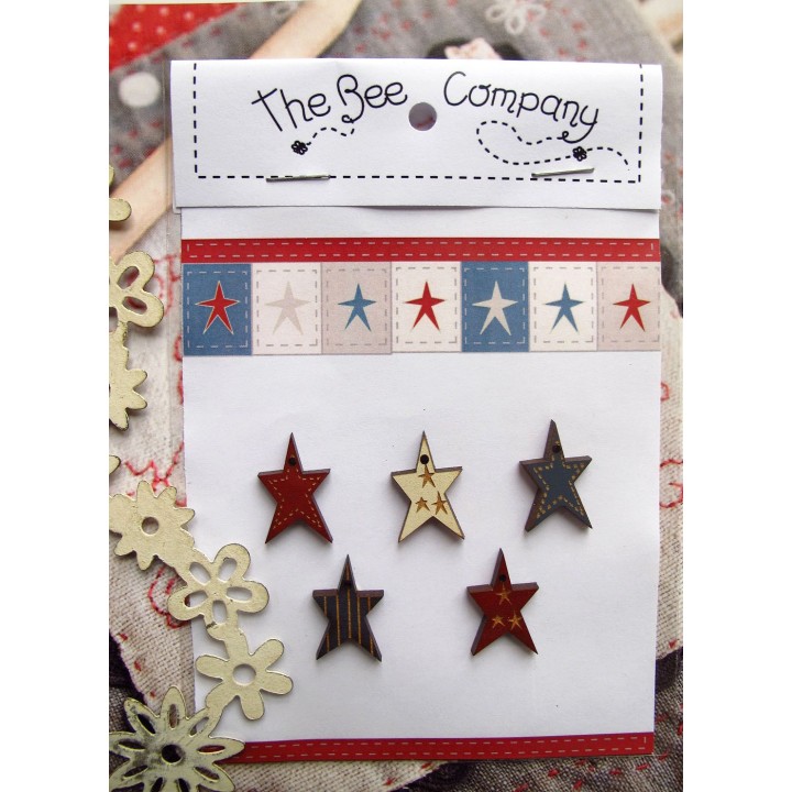 Holzknöpfe Sternchen Stars and Stripes
