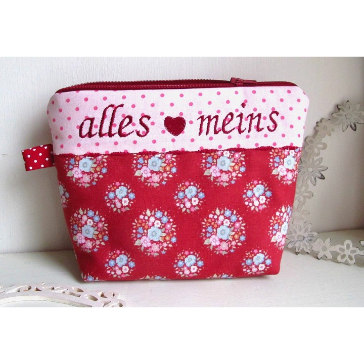 Kosmetiktasche Schmincktasche Etui Utensilo rot rosa