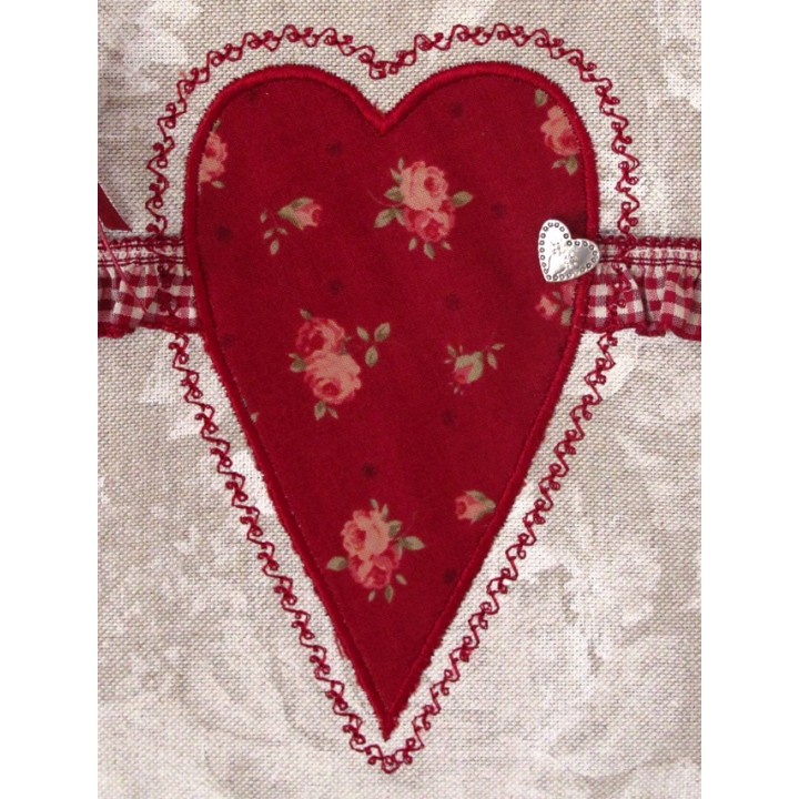 Kosmetiktasche  Herz rot beige