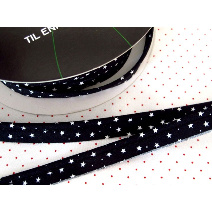 Paspelband schwarz weiß Sternchen