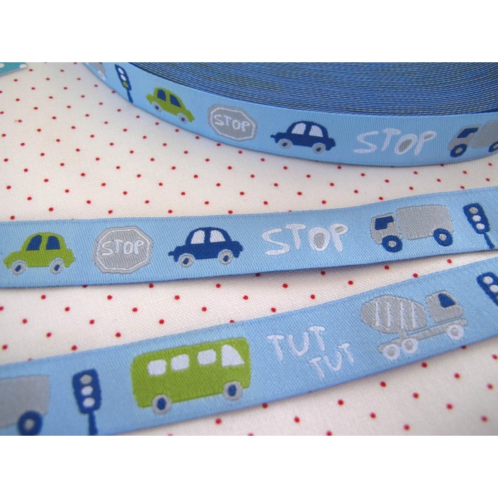 Webband Traffic Farbenmix Busse Autos blau
