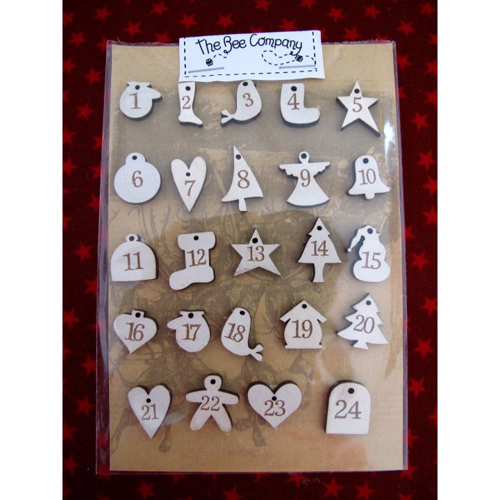 Adventskalenderzahlen creme 1-24