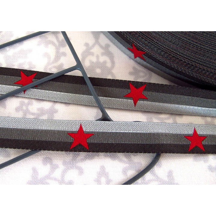 Webband Sterneband grau rot Farbenmix
