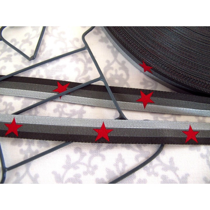 Webband Sterneband grau rot Farbenmix