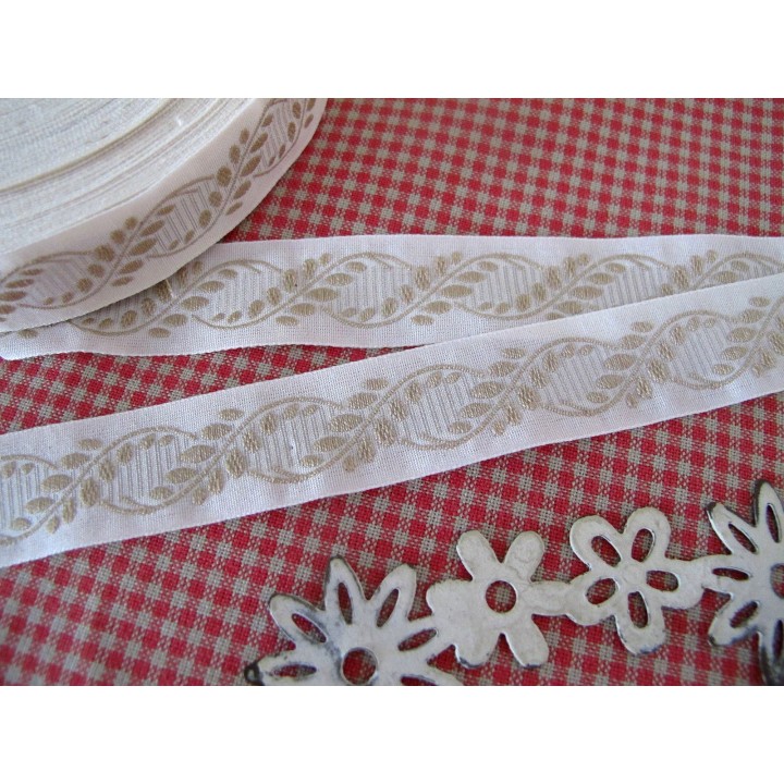 Webband Jacquardband creme beige Geizband