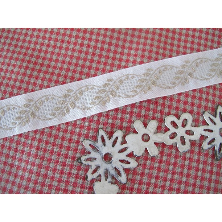 Webband Jacquardband creme beige Geizband