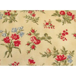 Stoff Blumen rot ocker Rosewood