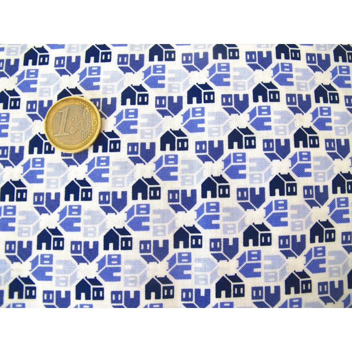 Stoff blau weiß Schulhaus Home Again