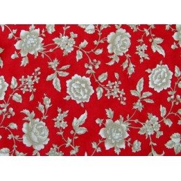 Stoff Rosen rot beige Cinnaberry