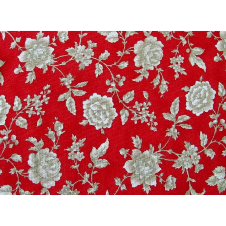 Stoff Rosen rot beige Cinnaberry
