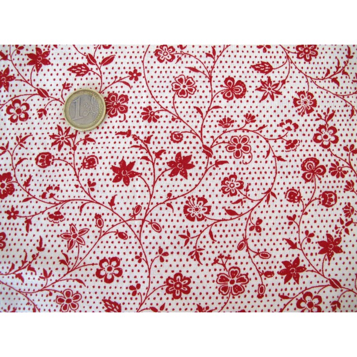 Stoff Ranken rot creme Fleur de Noel