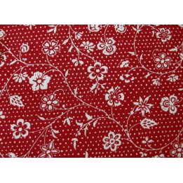 Stoff Blumenranken creme rot Fleur de Noel