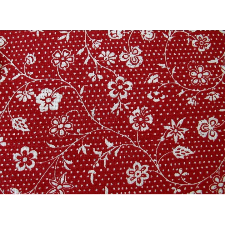 Stoff Blumenranken creme rot Fleur de Noel