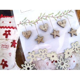 Holzknöpfe Herzchen Sterne weihnachtlich