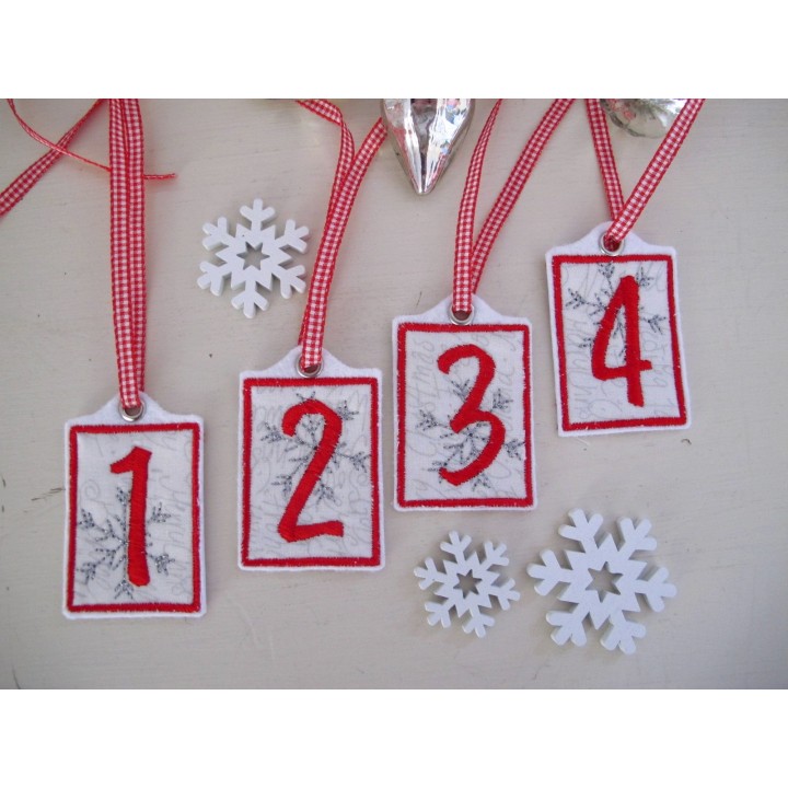 Adventskranz Zahlen 1 - 4 rot weiß silber