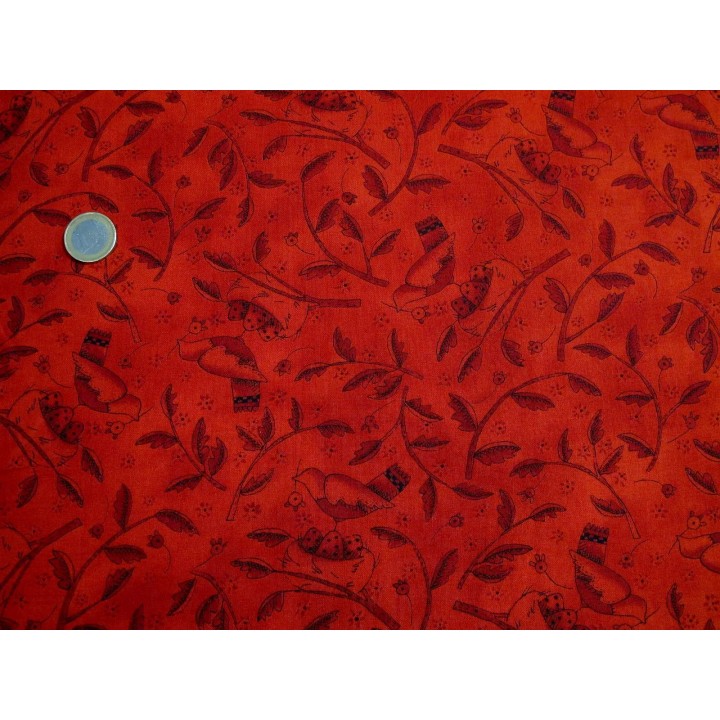 Quiltstoff Vögel rot Round Robin Moda Patchworkstoff