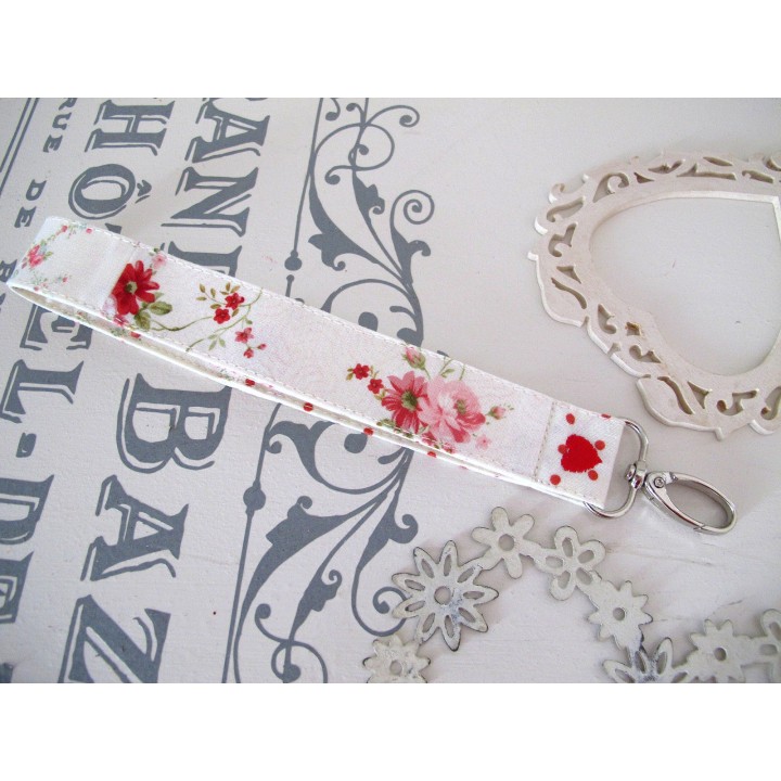 Schlüsselband kurz creme rot rosa