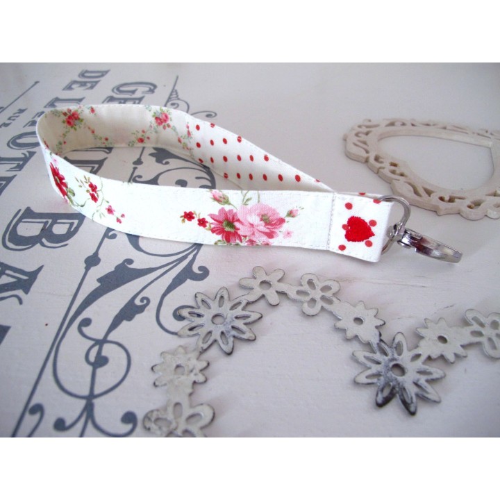 Schlüsselband kurz creme rot rosa