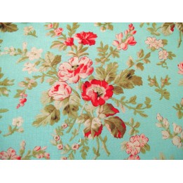 Patchworkstoff Blumenstoff türkis AubreyWindham