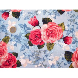 Rosenstoff blau rose Quiltstoff Rose Garden