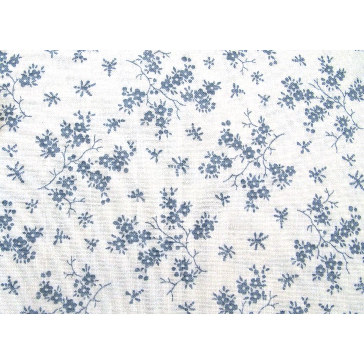 Baumwollstoff Blumenstoff grau weiß