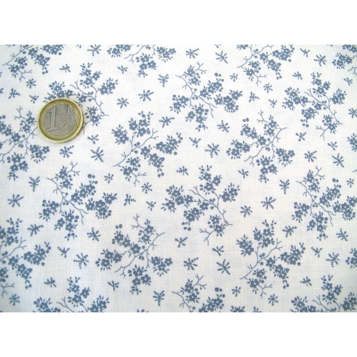 Baumwollstoff Blumenstoff grau weiß