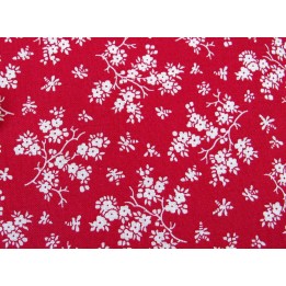 Baumwollstoff rot weiß Blumenstoff