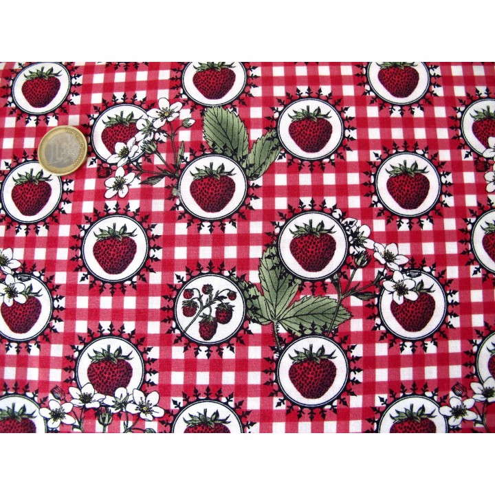 Patchworkstoff Erdbeeren Botanica rot grün