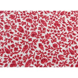 Patchworkstoff Blätter rot creme Chafarcani