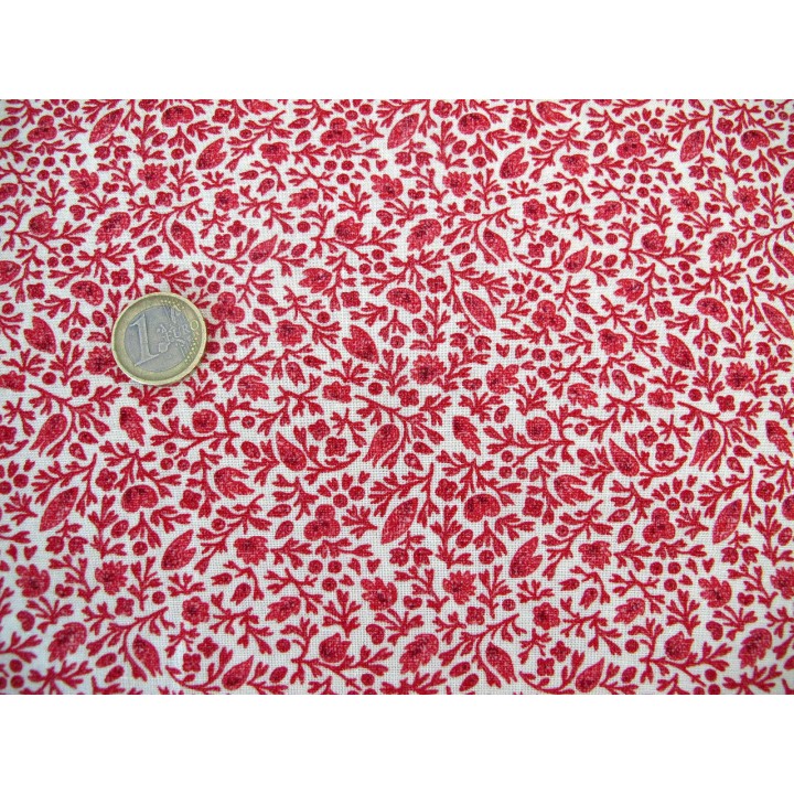 Patchworkstoff Blätter rot creme Chafarcani