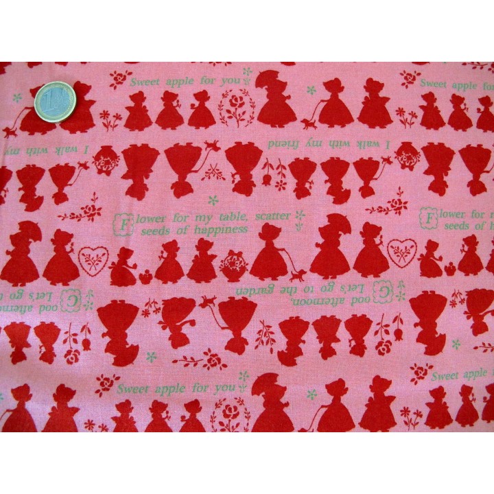 Patchworkstoff Mädchen rot rosa Lecien