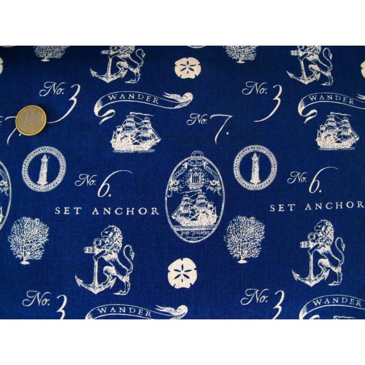 Patchworkstoff Schiffe maritim blau Hidden Cove
