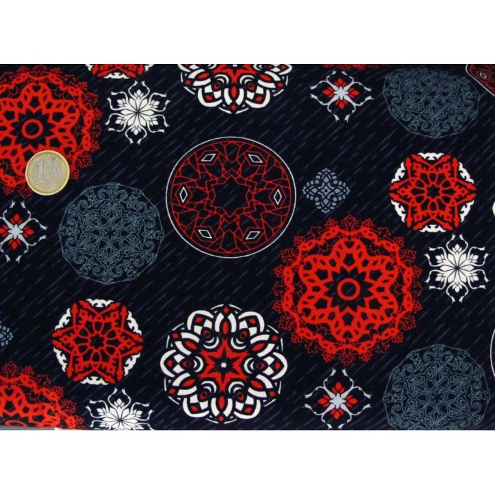 Quiltstoff Ornamente rot schwarz Moroccan Red Patchworkstoff