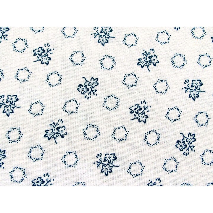 Blumenstoff blau creme Abigail Blue Patchworkstoff