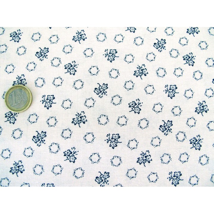 Blumenstoff blau creme Abigail Blue Patchworkstoff