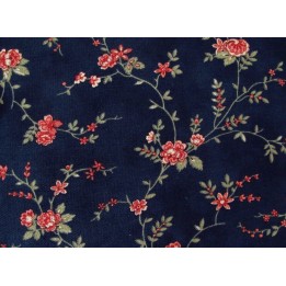 Blumenstoff dunkelblau Memoirs Patchworkstoff