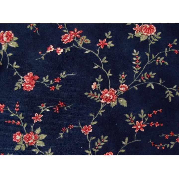 Blumenstoff dunkelblau Memoirs Patchworkstoff