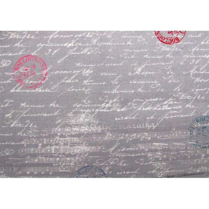 Designerstoff Schrift Noten grau weiß Travel Notes